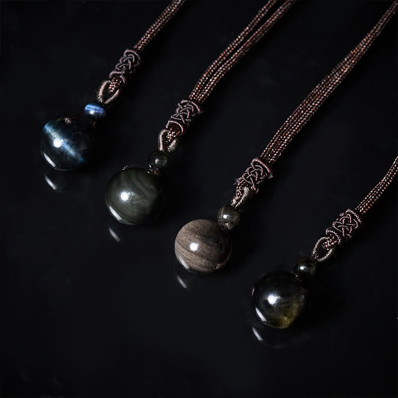 Nimara Ritual Tiger's Eye Silver Sheen Obsidian Gold Sheen Obsidian Rainbow Obsidian Positive Necklace Pendant