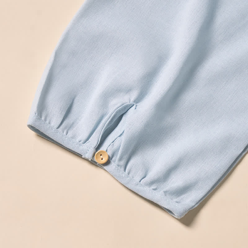 Nimara Ritual Summer Commute Pleated Design Buttons Short Sleeve Cotton Midi Dress