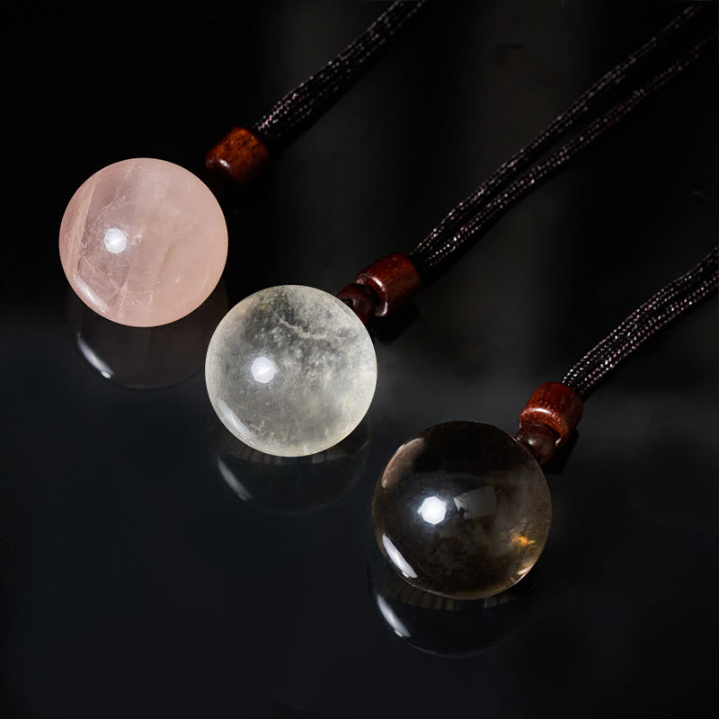 Nimara Ritual White Crystal Pink Crystal Tiger Eye Smoky Quartz Protection Necklace Pendant