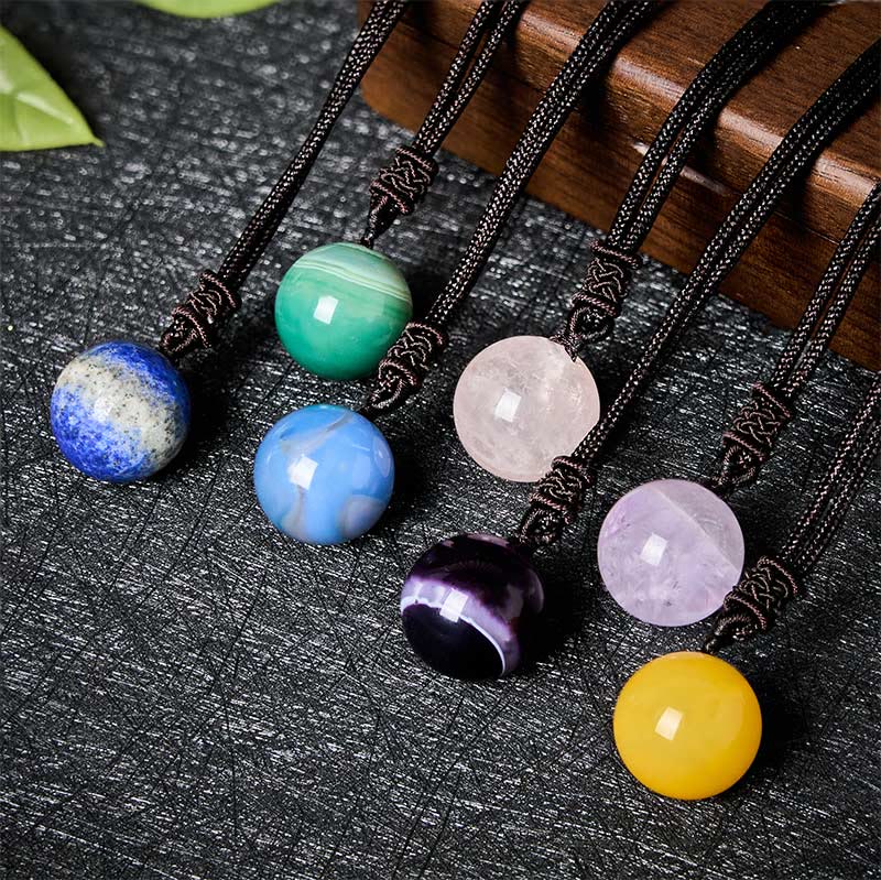 Nimara Ritual Amethyst Yellow Agate Various Agate Pink Crystal Lazurite Lapis Lazuli Balance Necklace Pendant
