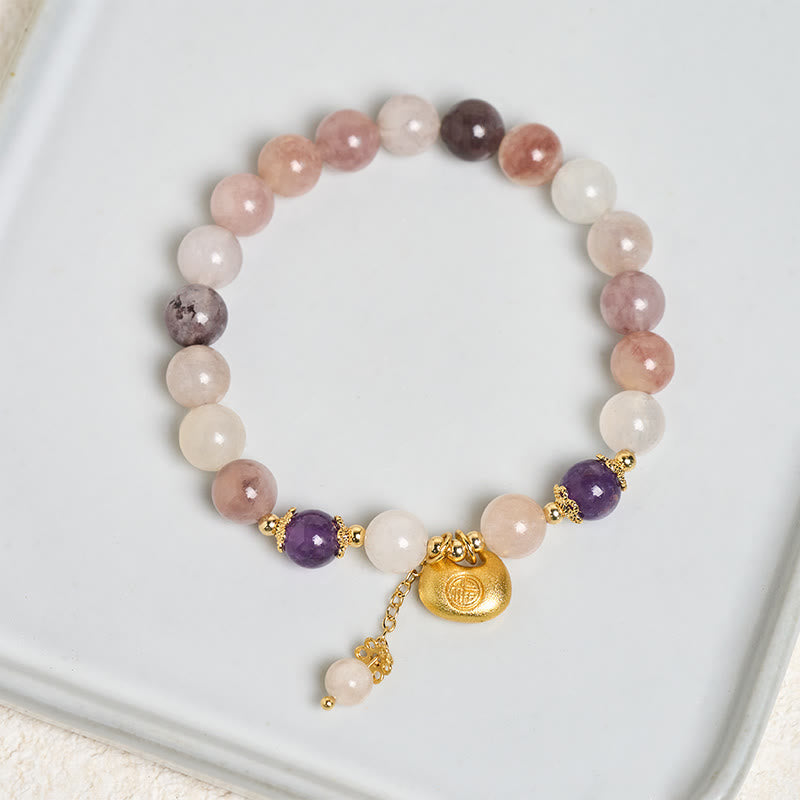 Nimara Ritual Golden Silk Jade Fu Character Rabbit Ward Off Evil Spirits Bracelet