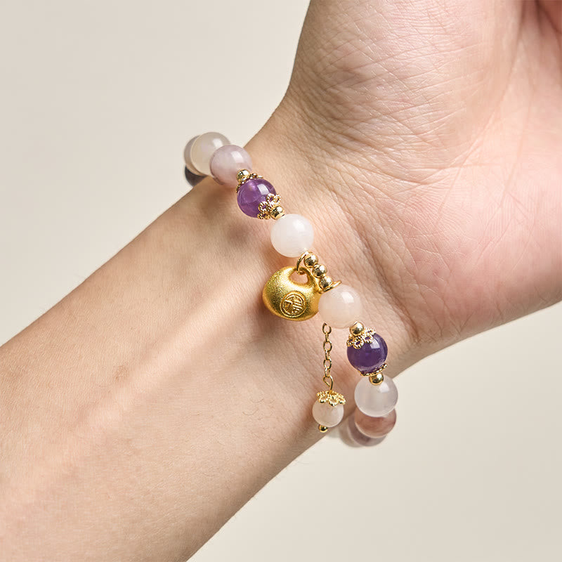 Nimara Ritual Golden Silk Jade Fu Character Rabbit Ward Off Evil Spirits Bracelet