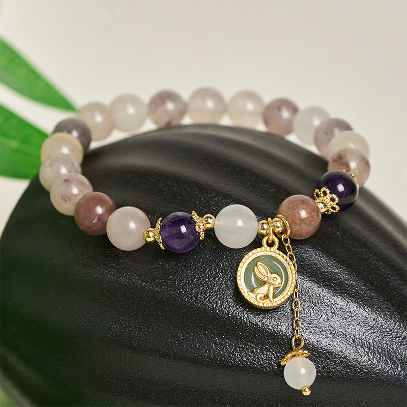 Nimara Ritual Golden Silk Jade Fu Character Rabbit Ward Off Evil Spirits Bracelet