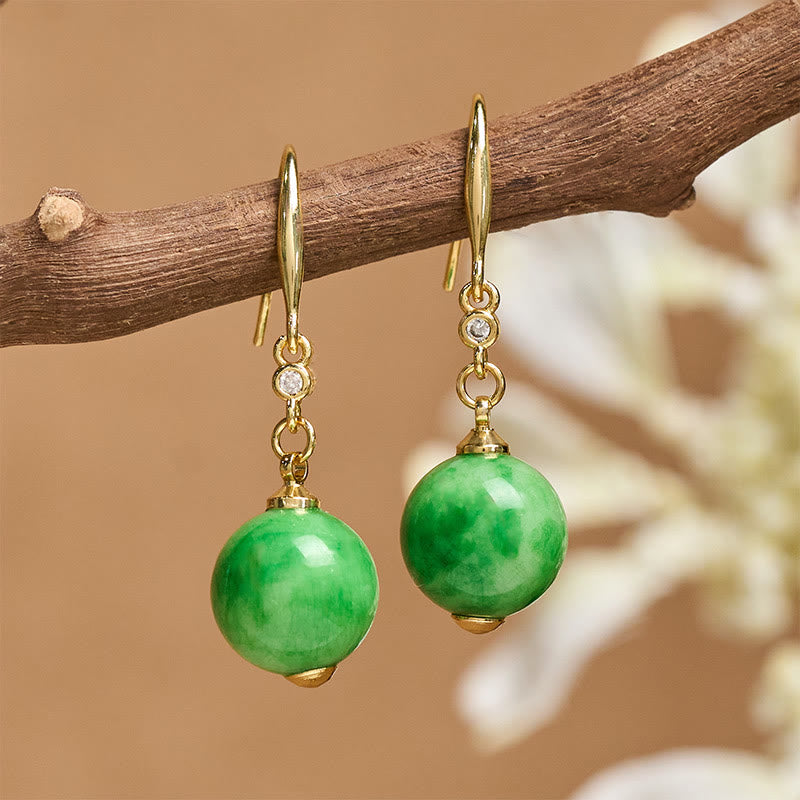 Nimara Ritual 925 Sterling Silver Green Chalcedony Strength Courage Earrings