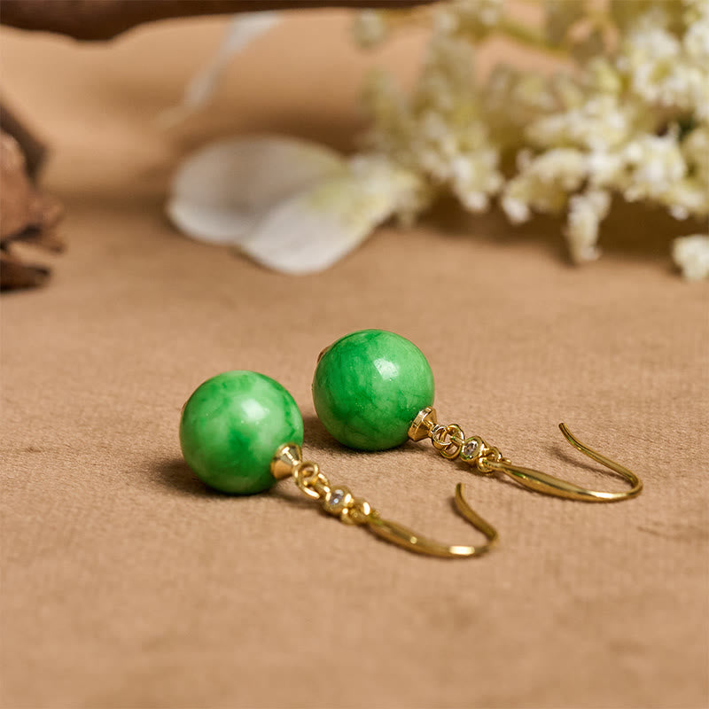 Nimara Ritual 925 Sterling Silver Green Chalcedony Strength Courage Earrings