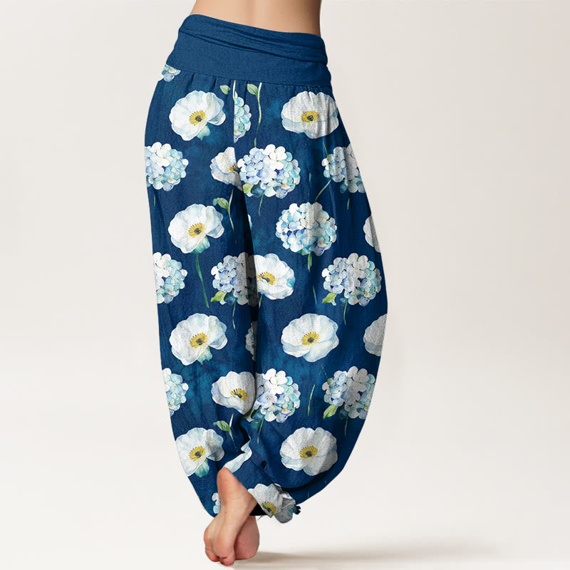 Nimara Ritual Cotton Fresh Elegant Flower Pattern Women's Elastic Waist Harem Pants