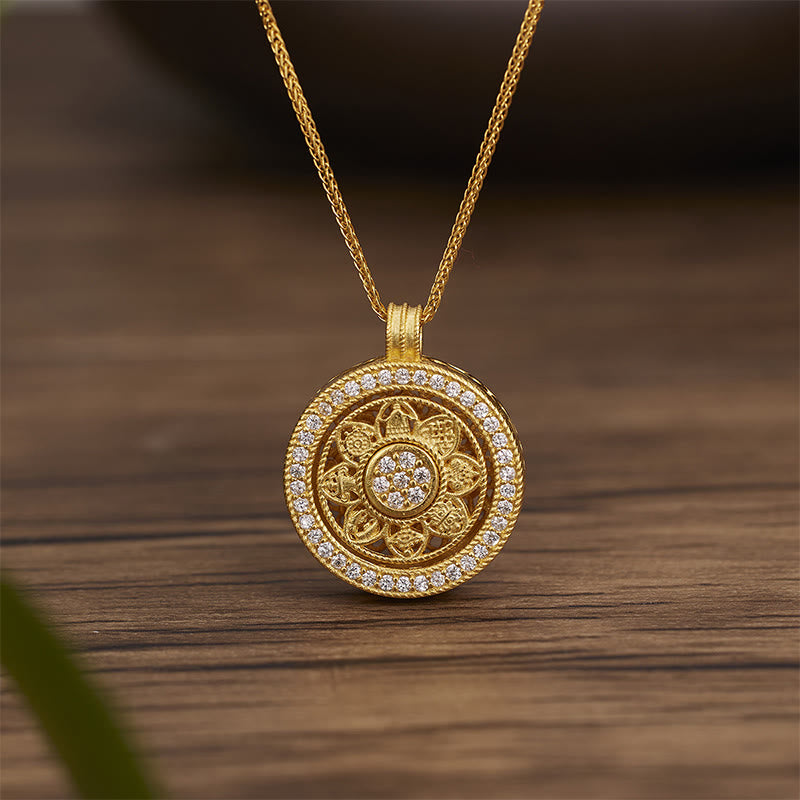 Nimara Ritual 925 Sterling Silver Eight Treasures Luo Pan Blessing Necklace Pendant