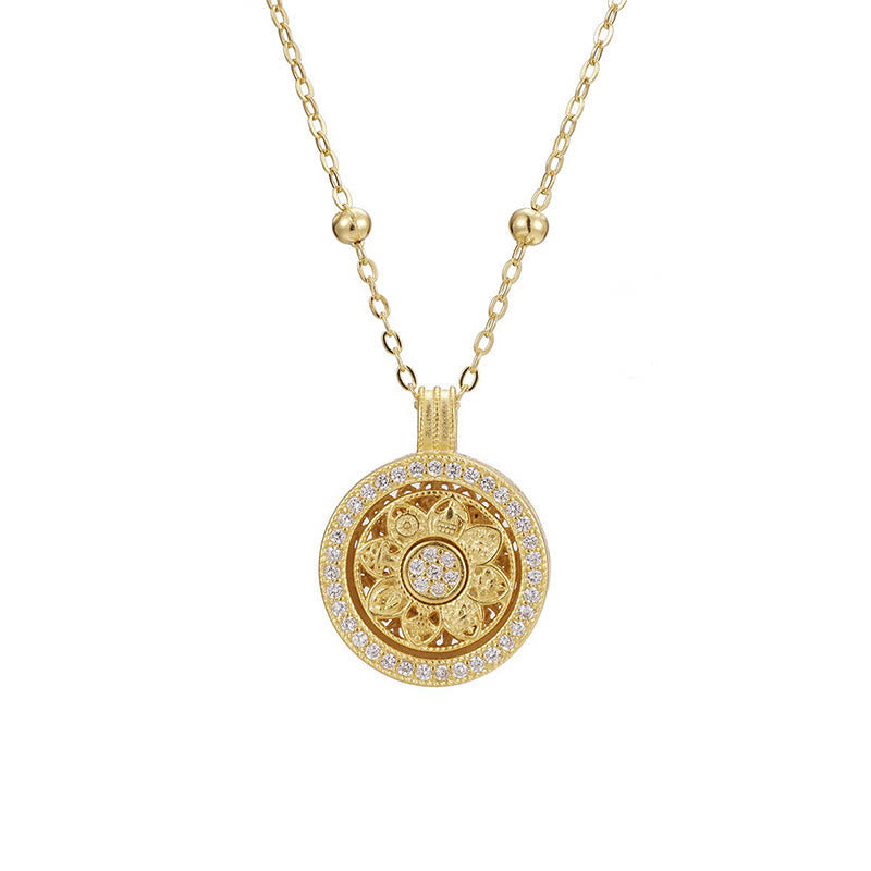 Nimara Ritual 925 Sterling Silver Eight Treasures Luo Pan Blessing Necklace Pendant