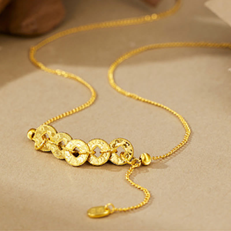 Nimara Ritual 925 Sterling Silver Five-Emperor Coins Protection Ring Bracelet Necklace Pendant