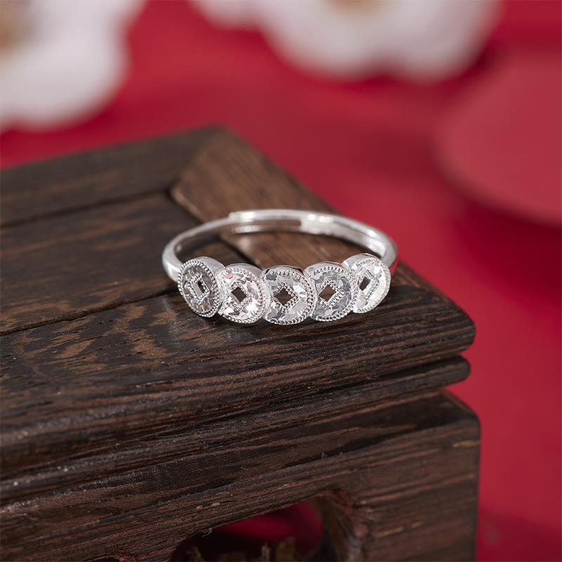 Nimara Ritual 925 Sterling Silver Five-Emperor Coins Protection Ring Bracelet Necklace Pendant