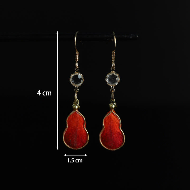 Nimara Ritual Handcrafted Red Silk Art Gourd Glass Blessing Fortune Hook Earrings