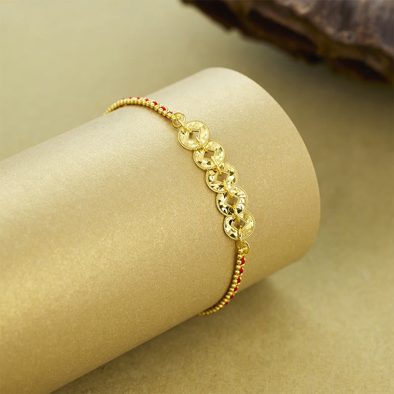 Nimara Ritual 925 Sterling Silver Five-Emperor Coins Red String Balance Bracelet