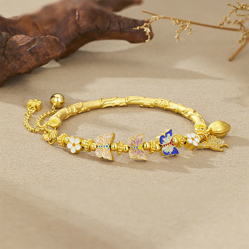 Nimara Ritual 925 Sterling Silver Butterfly Flower Balance Bracelet