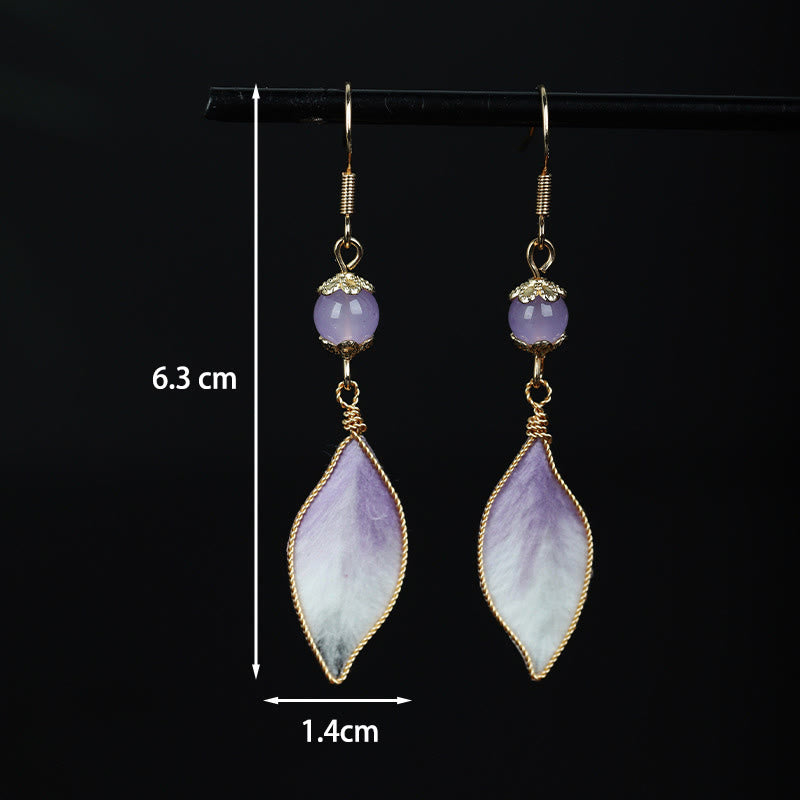 Nimara Ritual Silk Art Handmade Purple Gradient Petals Blessing Dangle Earrings