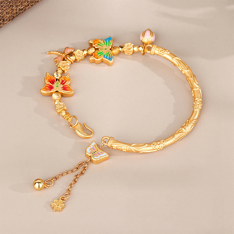 Nimara Ritual 925 Sterling Silver Butterfly Flower Protection Bracelet