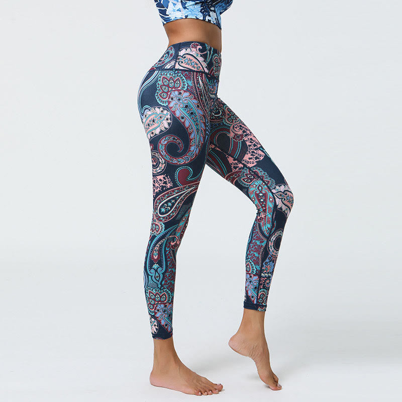 Nimara Ritual Flowers Feathers Sun Moon Print Sports Fitness Yoga High Waist Leggings Women's Pants