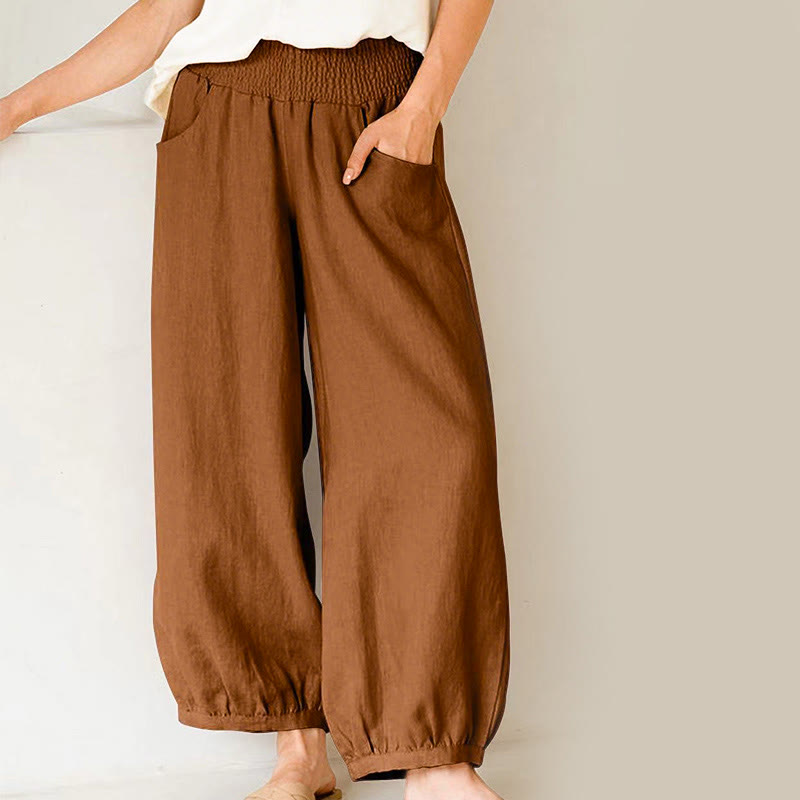 Nimara Ritual Plain Color Cotton Women's Harem Pants With Pockets