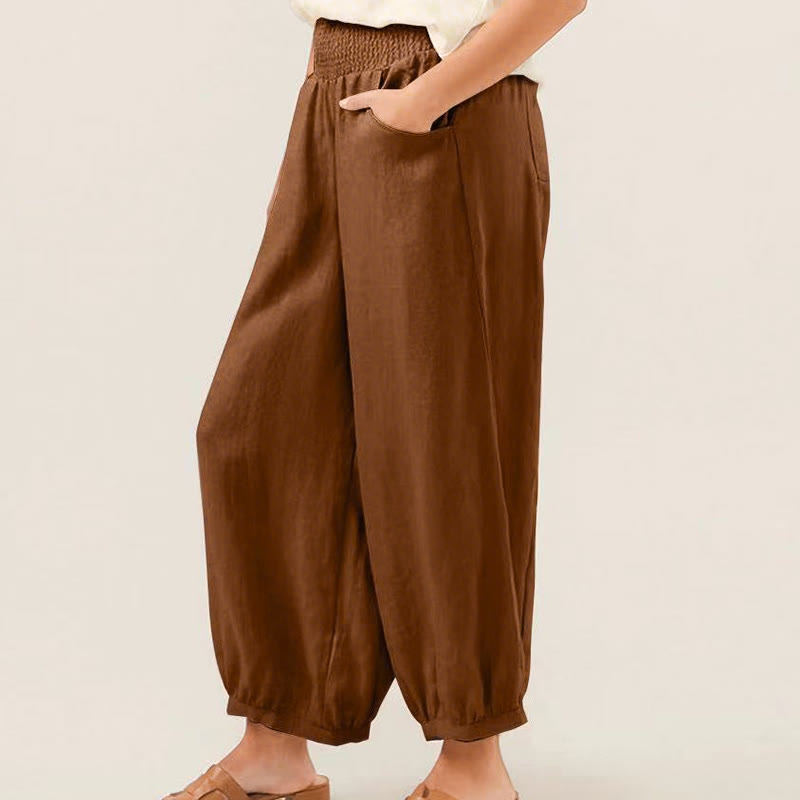 Nimara Ritual Plain Color Cotton Women's Harem Pants With Pockets