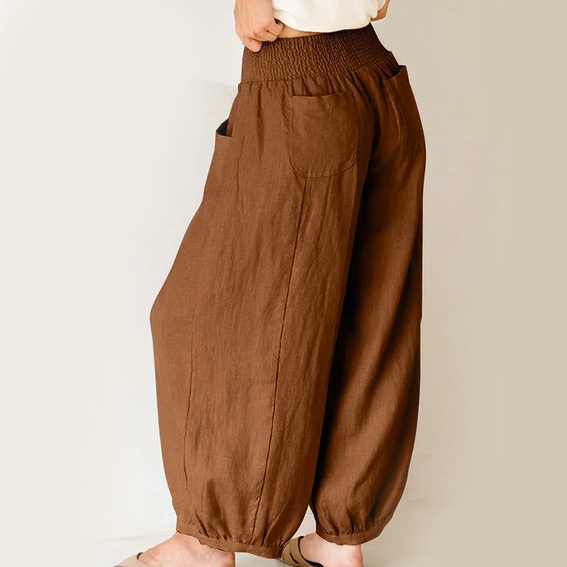 Nimara Ritual Plain Color Cotton Women's Harem Pants With Pockets