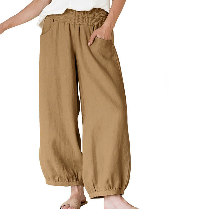 Nimara Ritual Plain Color Cotton Women's Harem Pants With Pockets
