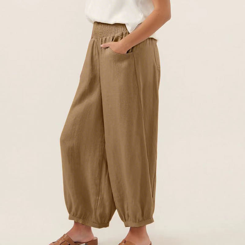 Nimara Ritual Plain Color Cotton Women's Harem Pants With Pockets
