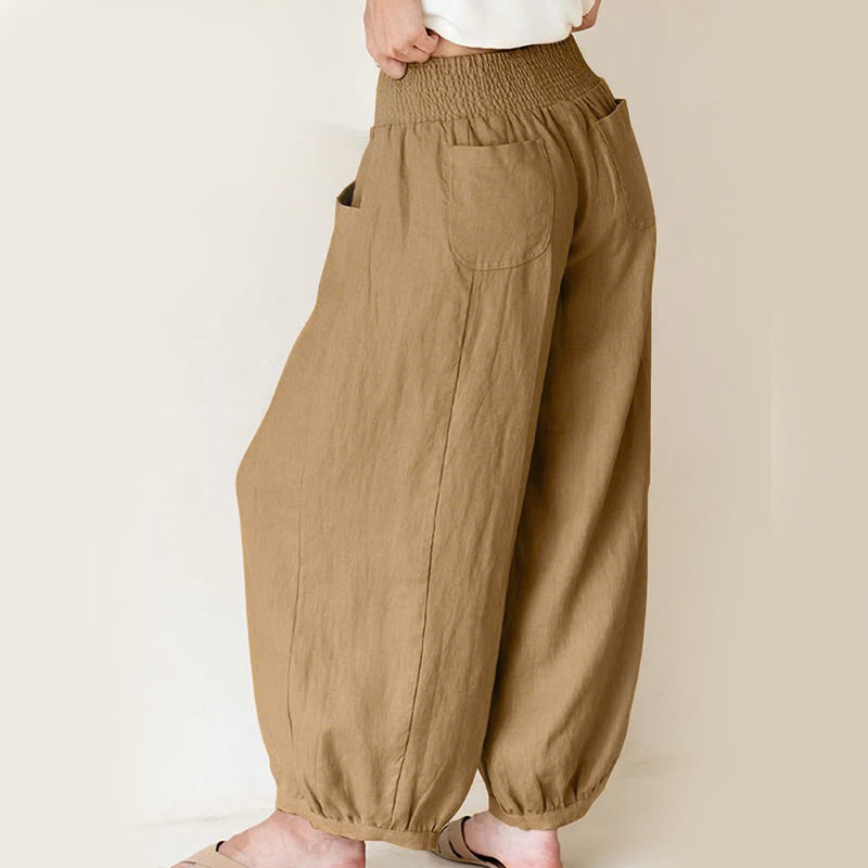 Nimara Ritual Plain Color Cotton Women's Harem Pants With Pockets