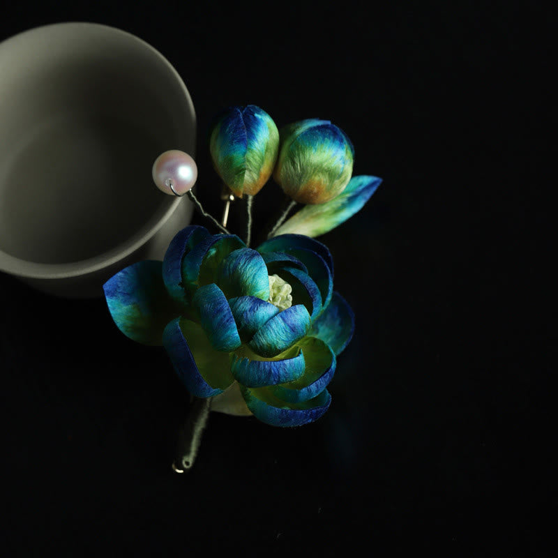 Nimara Ritual Handmade Silk Art Velvet Camellia Blessing Protection Brooch