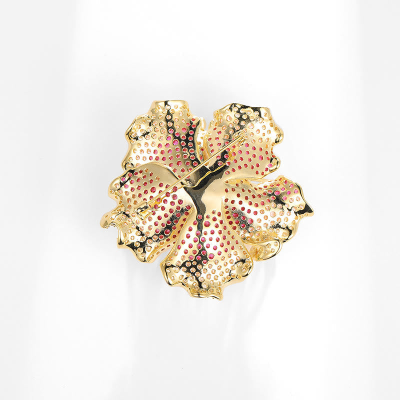 Nimara Ritual Peony Flower Prosperity Copper Brooch