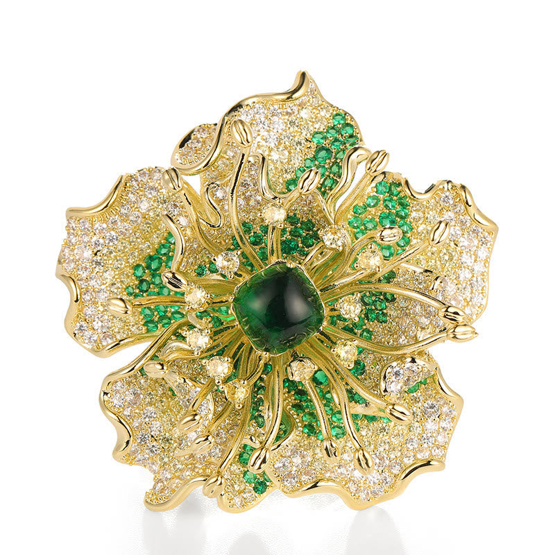 Nimara Ritual Peony Flower Prosperity Copper Brooch