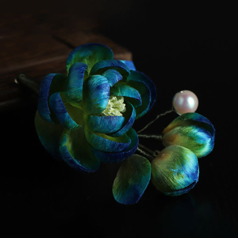 Nimara Ritual Handmade Silk Art Velvet Camellia Blessing Protection Brooch