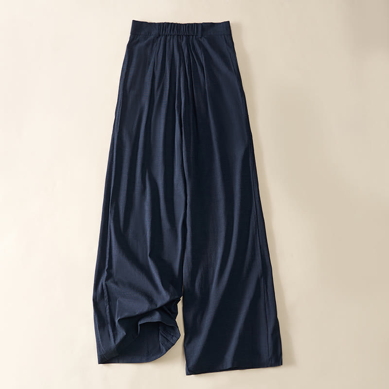 Nimara Ritual Simple Zipper Design Cotton Women's Wide Leg Pants With Pockets