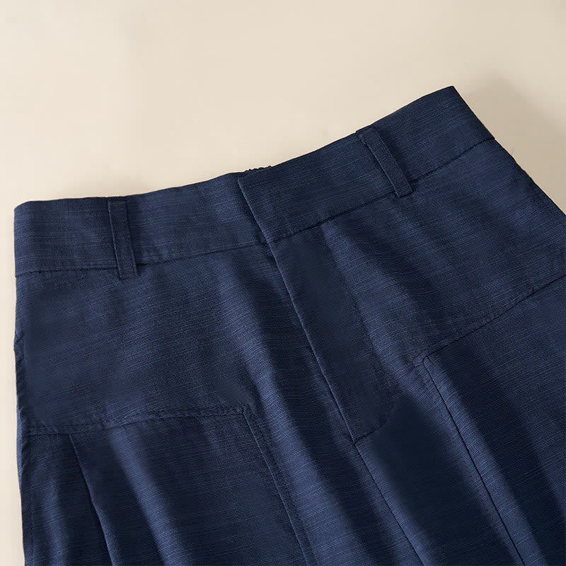 Nimara Ritual Simple Zipper Design Cotton Women's Wide Leg Pants With Pockets