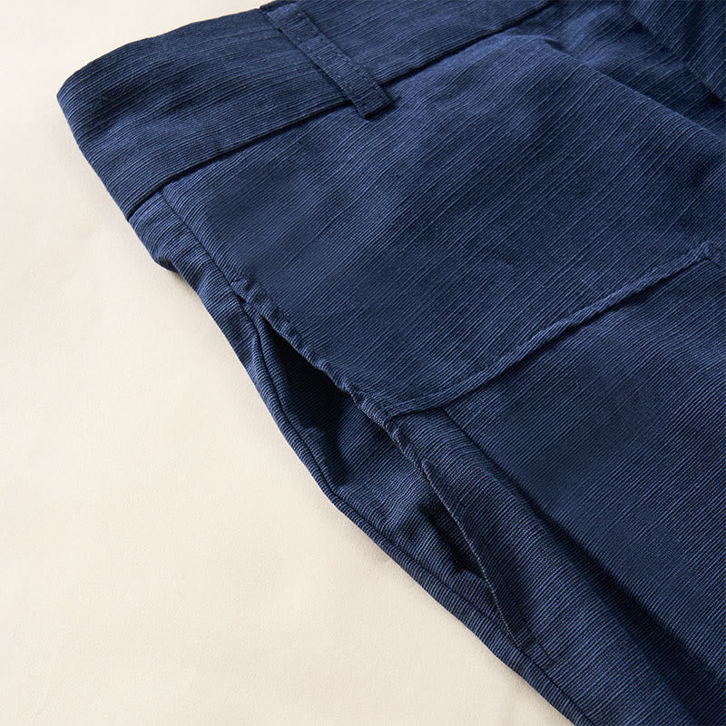 Nimara Ritual Simple Zipper Design Cotton Women's Wide Leg Pants With Pockets
