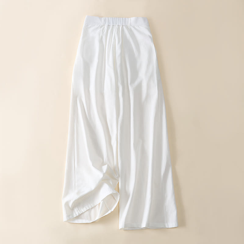 Nimara Ritual Simple Zipper Design Cotton Women's Wide Leg Pants With Pockets
