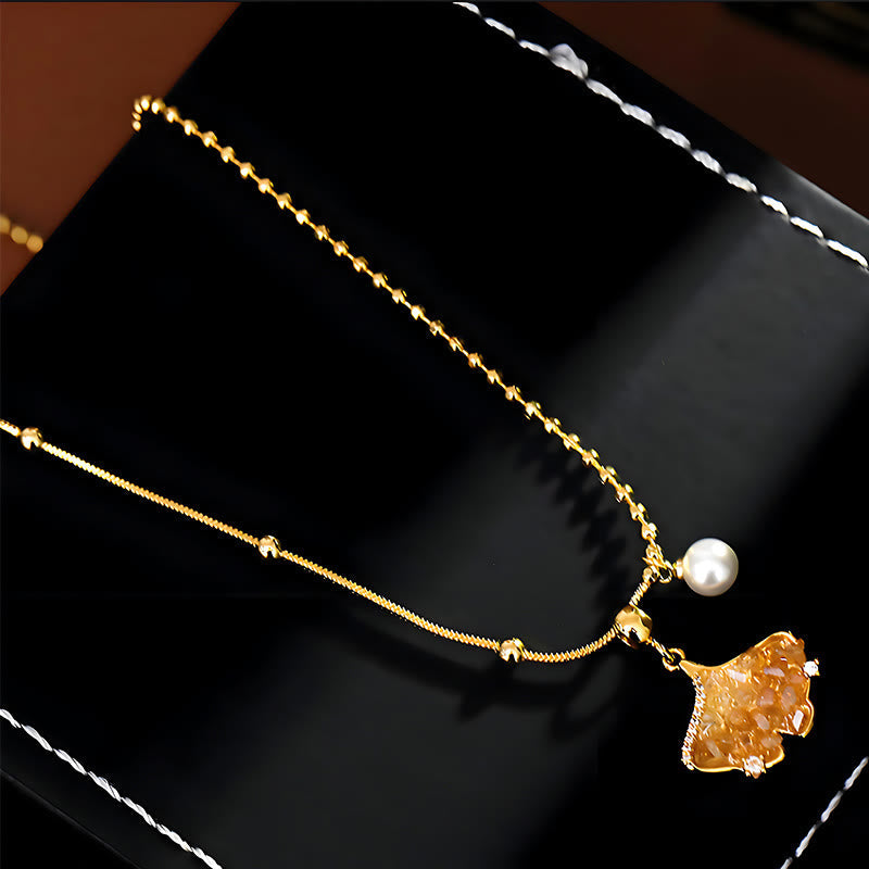 Nimara Ritual Champagne Citrine Copper Pearl Properity Protection Necklace Pendant