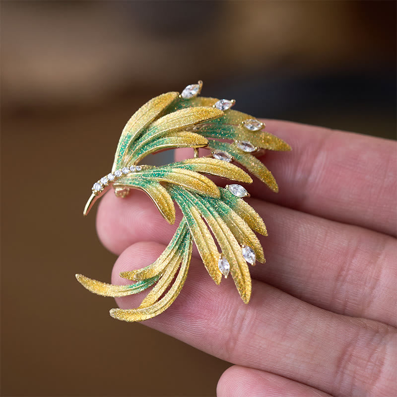 Nimara Ritual Phoenix Feather Strength Copper Brooch