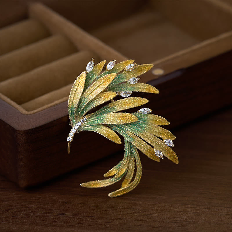 Nimara Ritual Phoenix Feather Strength Copper Brooch