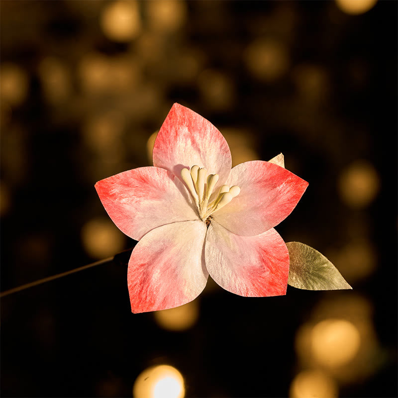 Nimara Ritual Handcrafted Silk Art Velvet Flower Red Five-Petal Flower Brooch