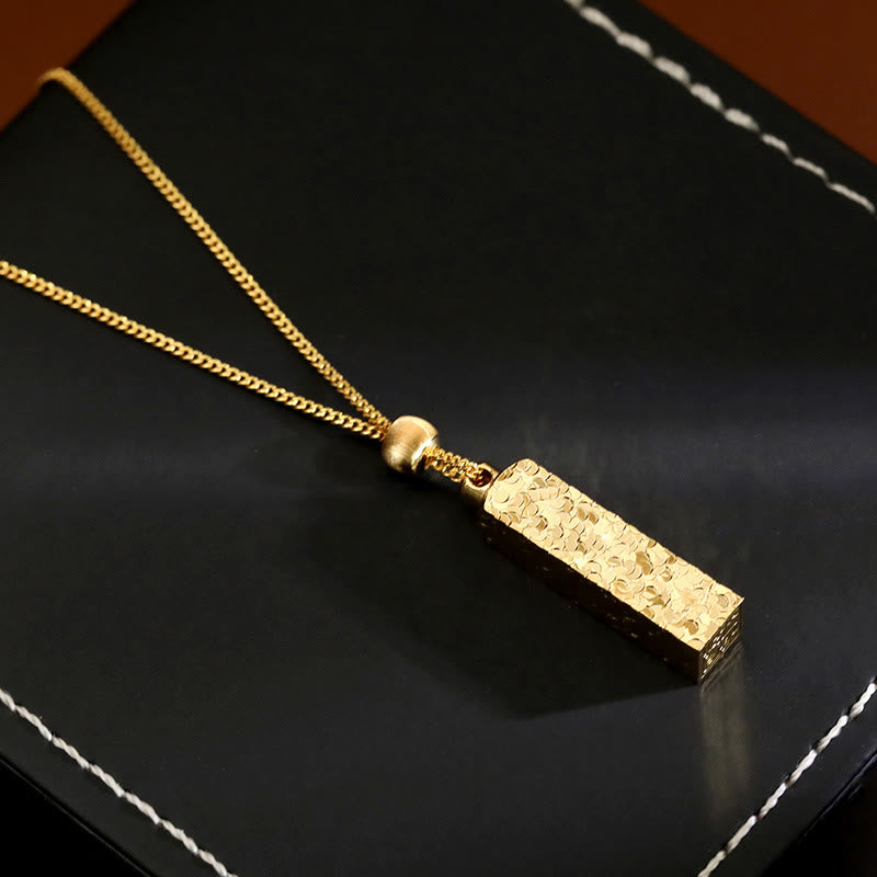 Nimara Ritual Rectangular Texture Design Copper Chain Luck Necklace Pendant