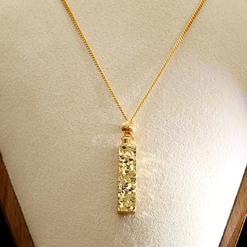 Nimara Ritual Rectangular Texture Design Copper Chain Luck Necklace Pendant