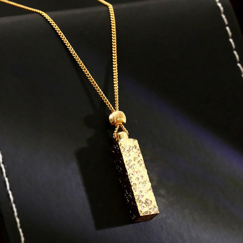 Nimara Ritual Rectangular Texture Design Copper Chain Luck Necklace Pendant