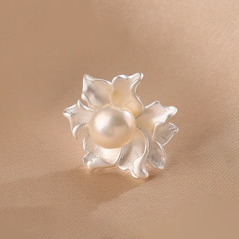 Nimara Ritual Natural Pearl Copper Flower Healing Stud Earrings