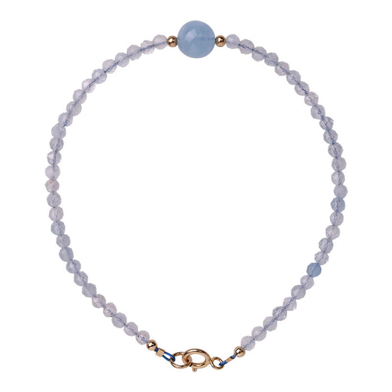Nimara Ritual Natural Aquamarine Ultra-Fine 2mm Faceted Bead Peace Bracelet