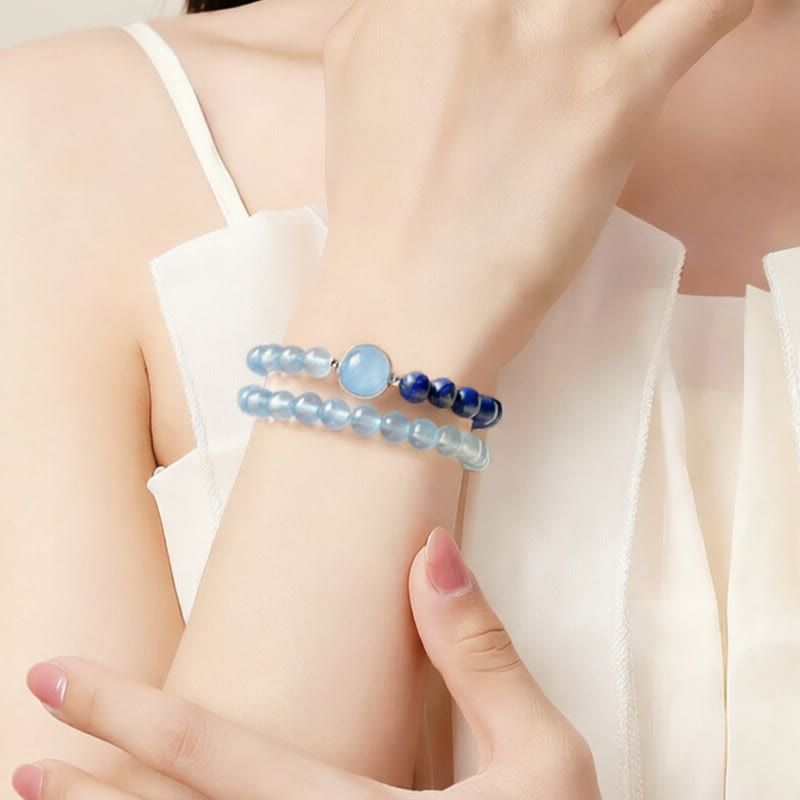 Nimara Ritual Natural Aquamarine Lapis Lazuli Healing Bracelet