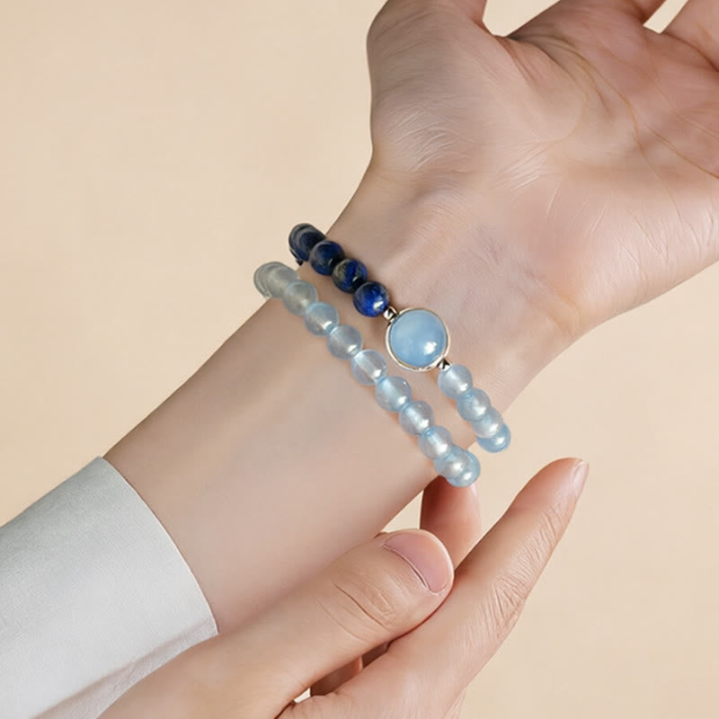 Nimara Ritual Natural Aquamarine Lapis Lazuli Healing Bracelet