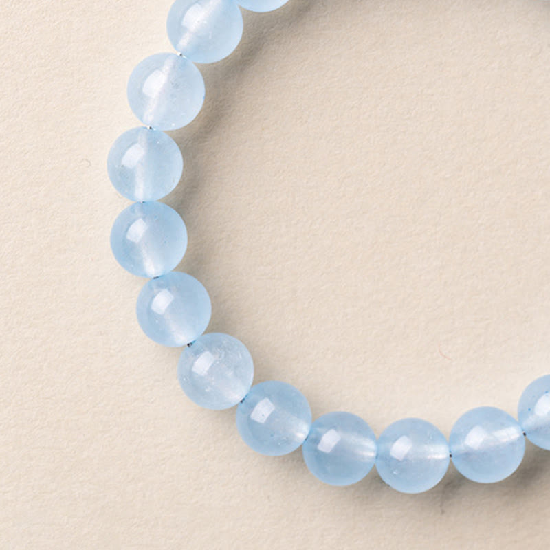 Nimara Ritual Natural Aquamarine Fu Character Lucky Fortune Healing Bracelet