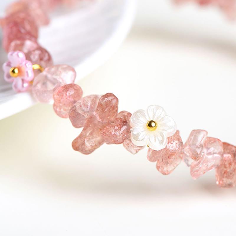 Nimara Ritual Natural Aquamarine Peridot Strawberry Quartz Various Crystals Serenity Bracelet