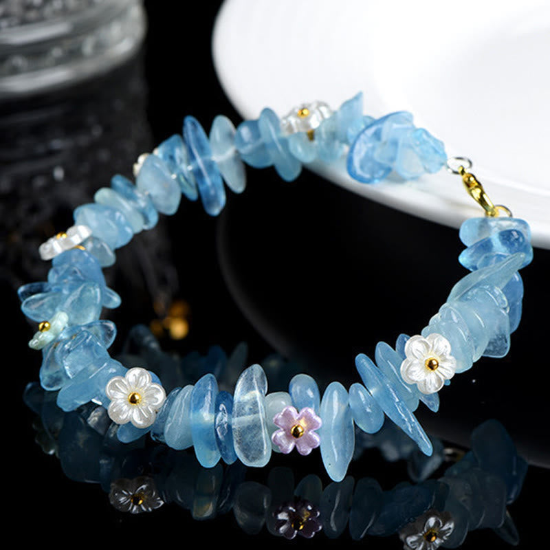Nimara Ritual Natural Aquamarine Peridot Strawberry Quartz Various Crystals Serenity Bracelet