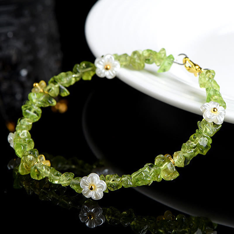 Nimara Ritual Natural Aquamarine Peridot Strawberry Quartz Various Crystals Serenity Bracelet