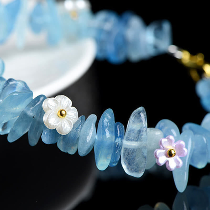 Nimara Ritual Natural Aquamarine Peridot Strawberry Quartz Various Crystals Serenity Bracelet